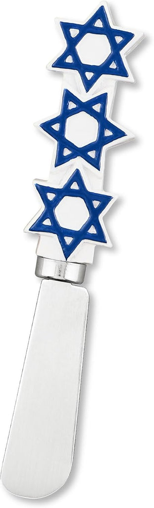 Hanukkah Themed Cheese Spreaders, Hand-Painted Resin Handles with Stainless Steel Blades for Spreading Cream Cheese - Set of 4