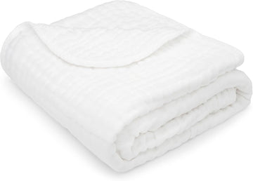 Muslin Baby Blanket 40" x 40" L - Swaddle Blankets, White