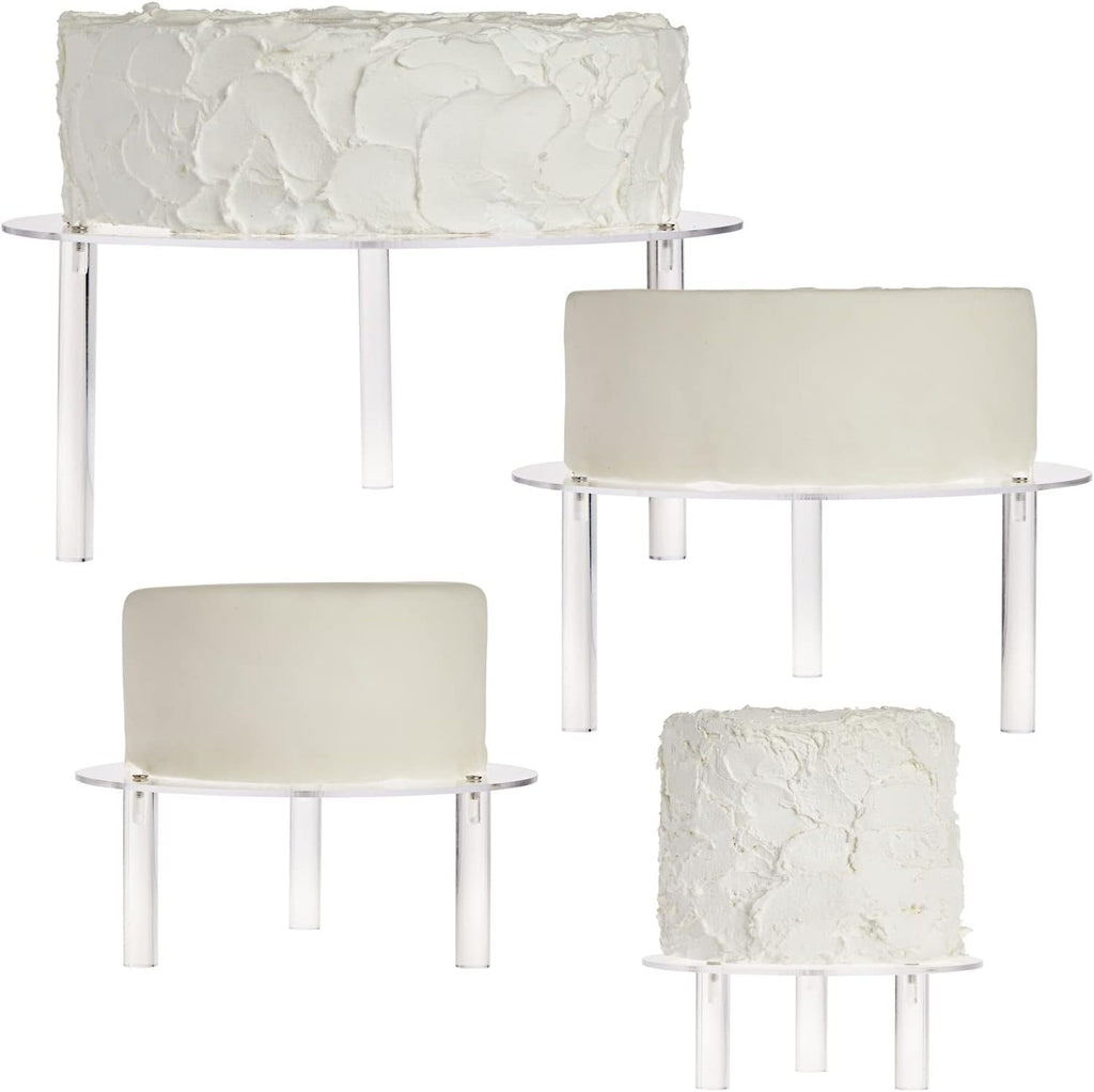 4-Piece Round Acrylic Cake Stand Set - Versatile Dessert Display - Customizable Multi-Tier Buffet Risers - Easy-Store - Set of 4