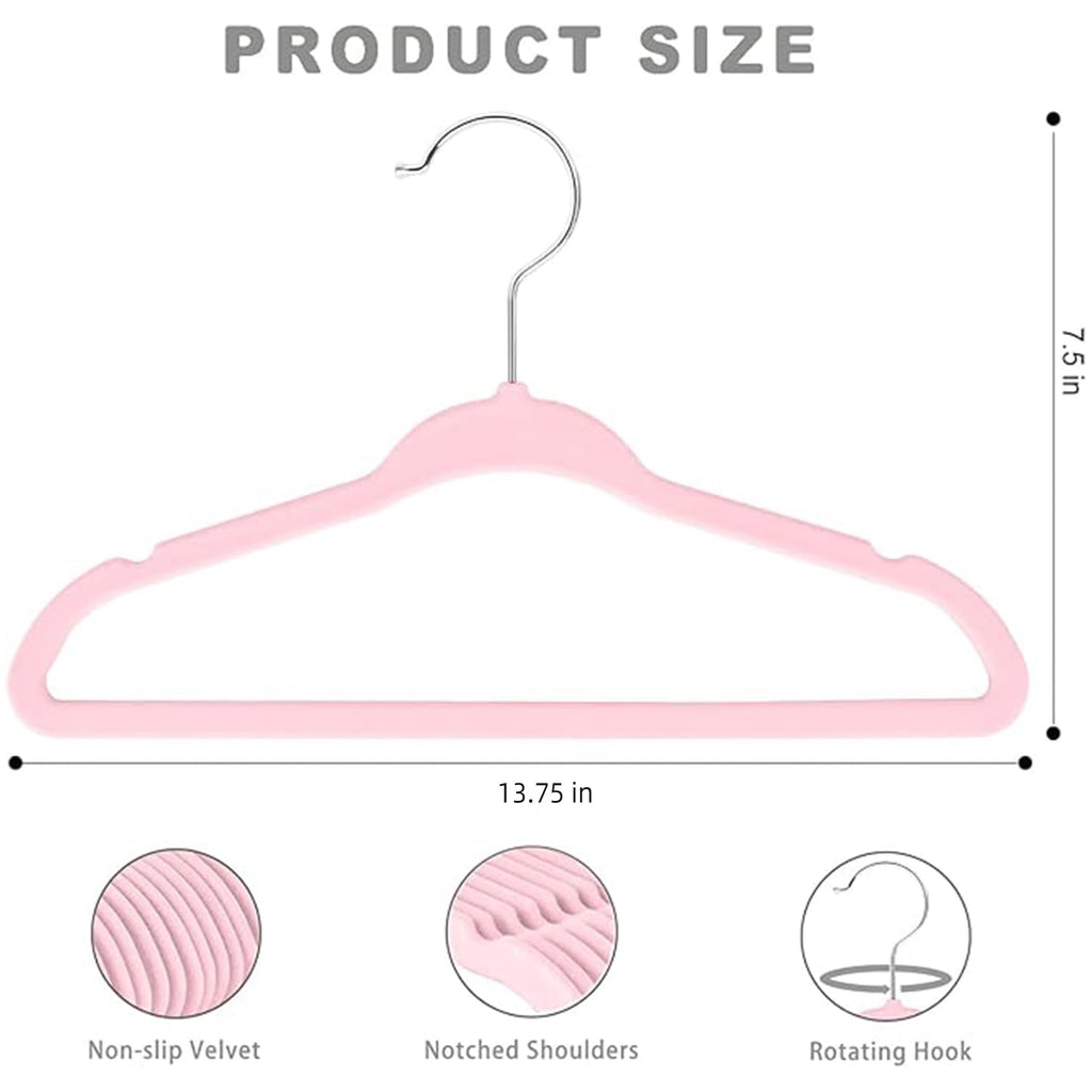 50 Pack Kids Velvet Hangers 14 Inches Children's Clothes Hangers Non-Slip Baby Hangers for Infant/Toddler (Blush Pink)