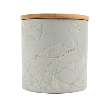 Mint Lawns Ceramic Storage Jar -Mint Green Kitchen Storage Jar, Wooden lid, Modern Print, Airtight, Dining, Tableware