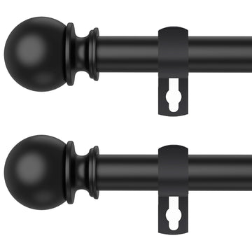 Curtain Rods for Windows 28 to 48 Inch, 2 Pack 5/8'' Diameter Heavy Duty Metal Adjustable Small Curtain Rod With