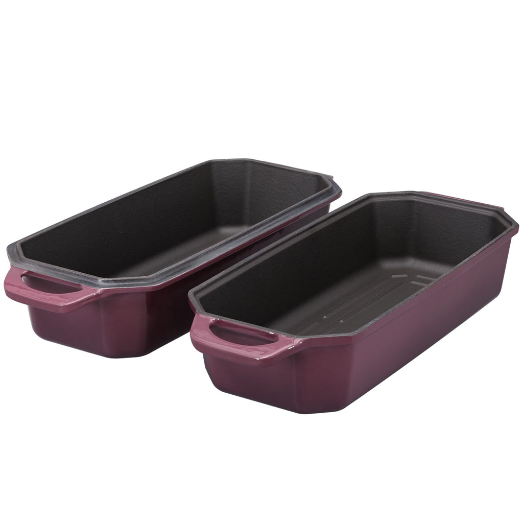 Bread Pan Cast Iron Loaf Pan with Lid Bread Loaf Pan 13x5 Inch Enameled Cast Iron Sourdough Bread Pan, Magenta
