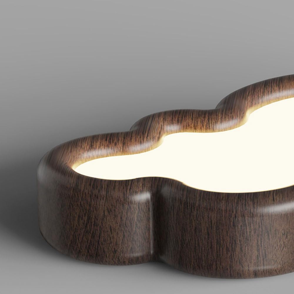 Modern Cloud LED Ceiling Light, Color Dimmable Flush Mount Lamp with Natural Wood Finish for Kids Bedroom Nursery