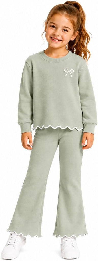Girls Outfit Set 2 Piece Sweatshirt Top with Flare Pants