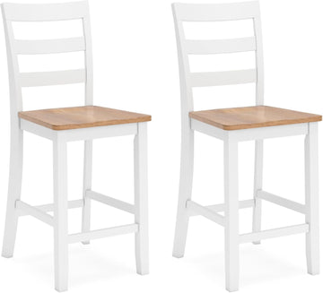 Gesthaven Solid Wood Frame Counter Height Barstool, Set of 2, White/Natural