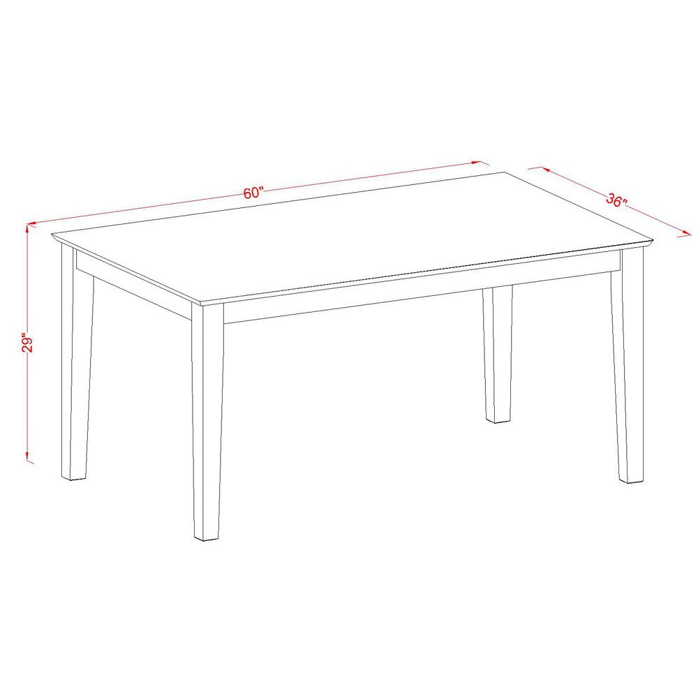 West Furniture 6 Piece Kitchen Table Set Contains a Rectangle Dining Table and 4 Dining Chairs with a