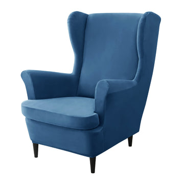 Stretch Wing Chair Slipcovers, 2 Piece Wingback Chair Cover Soft Velvet Armchair Covers with Elastic Bottom Bedroom