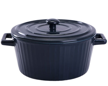 Blue Colorful Ceramic Casserole Dish with Lid, 1 Quart Ceramic Casserole Pan for Bakeware Oven