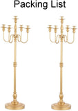 Gold Wedding Candelabra Tall - 50" Antique Floor Candelabra, Metal 5 Arm Candelabra, Spiral Candelabra Candle Holder