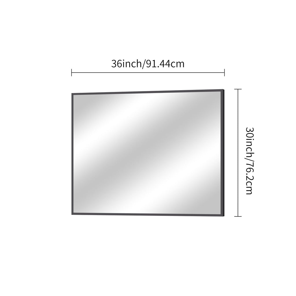 Bathroom Mirror,30x36 inch Wall Mirror Wall Mounted Black Rectangle Square Corner Mirrors, Black Bathroom Mirror
