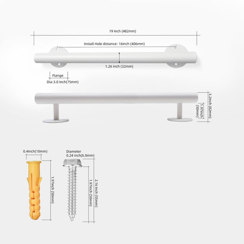 1.6 FT Wall Mount Handrails for Indoor Stairs, 19 Inch Pipe Hand Rail