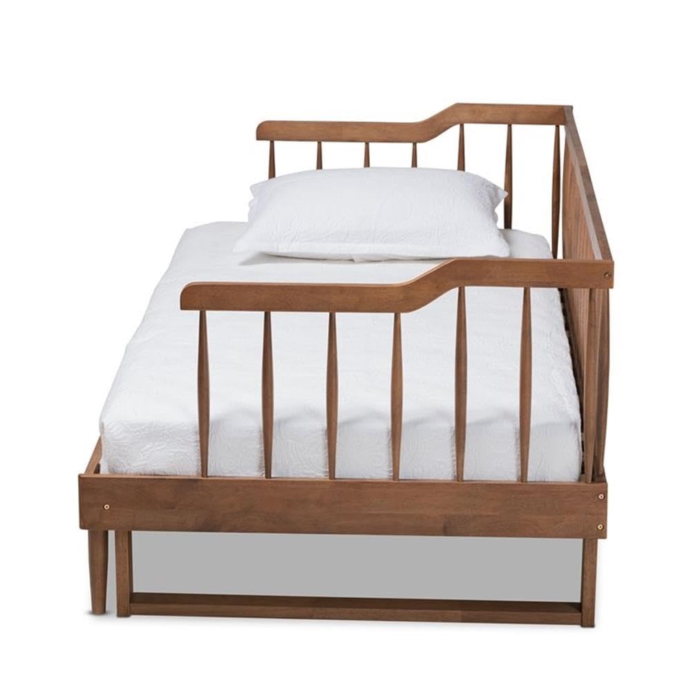 Muriel Walnut Wood Expandable Twin to King Size Spindle Daybed