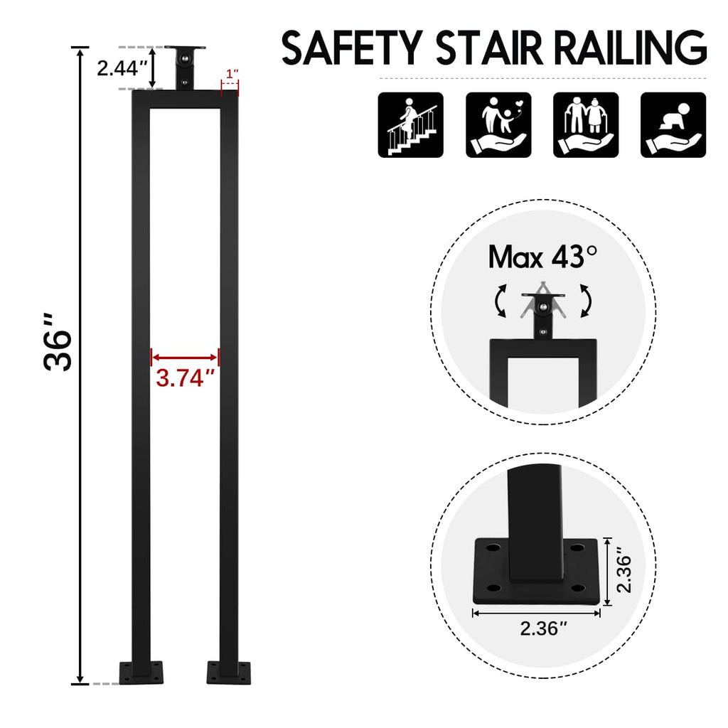 4 Pack U Shape 36" Stair Balusters with Adjustable Top Bracket