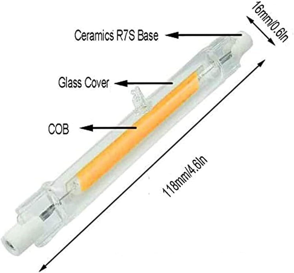 Dimmable 118mm 20W R7S LED Bulbs(4 Pack)- LED COB Light 150W Halogen Equivalent 118mm R7S LED J T-ype T3 120V