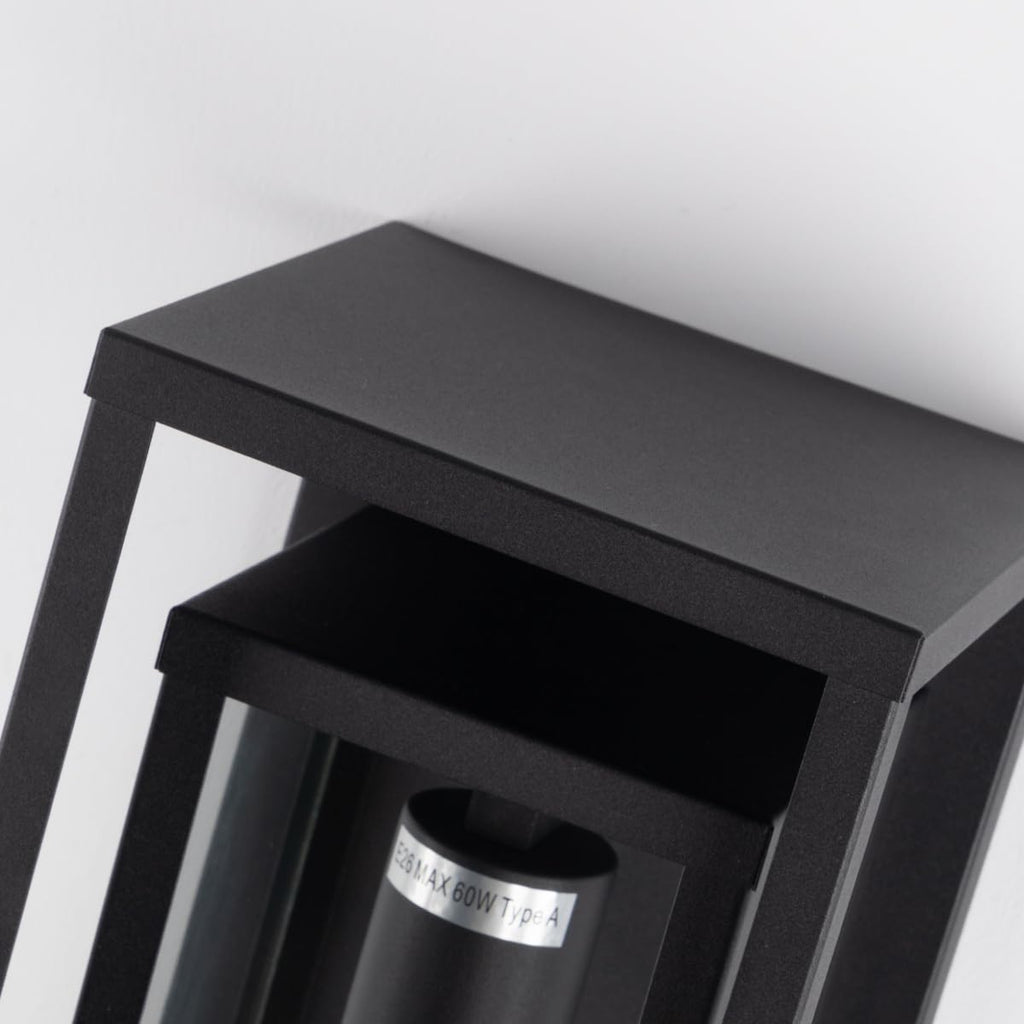 14" Modern Outdoor Porch Wall Light, Matte Black, 4 Pack