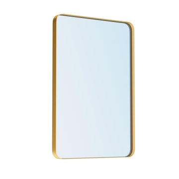 Gold Bathroom Mirror for Wall, 24 x 36 Inch Metal Framed Rounded Rectangle Vanity Mirror Modern Farmhouse, 1/4-inch