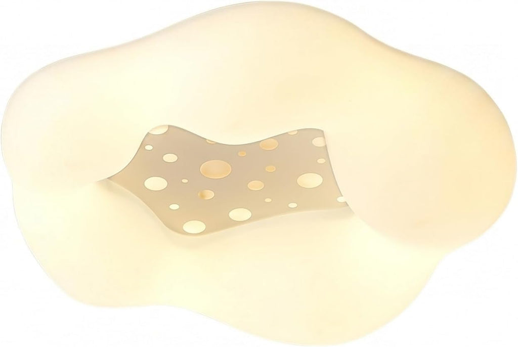 Modern Cloud Flush Mount Ceiling Light, Creative PE White Shade Close to Ceiling Lamp, 19.7" Minimalist Round LED