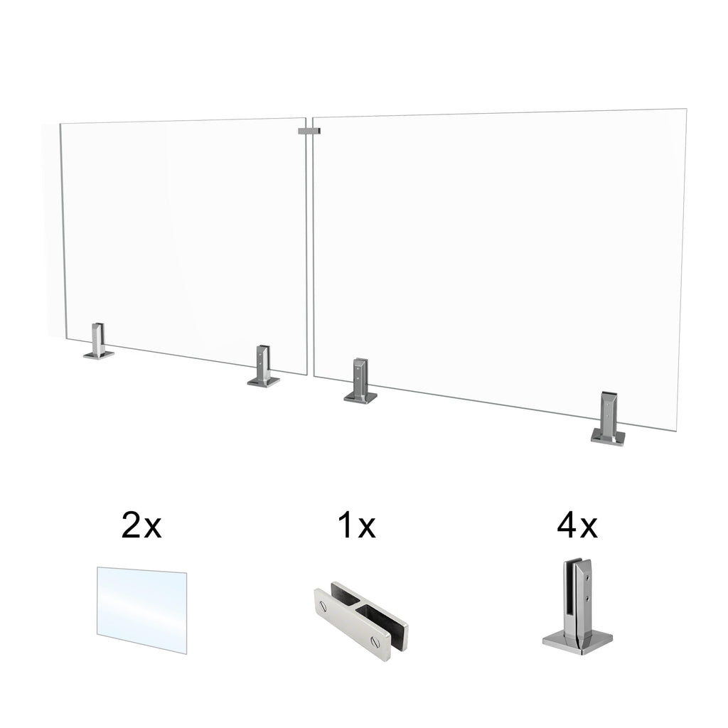 2-Panel Tempered Glass Railing System, 73-75" W x 44" H Deck Railing Kit
