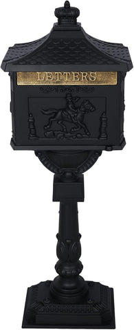 Cast Aluminum Mailbox with Post, Heavy Duty Locking Security Mail Box Outside