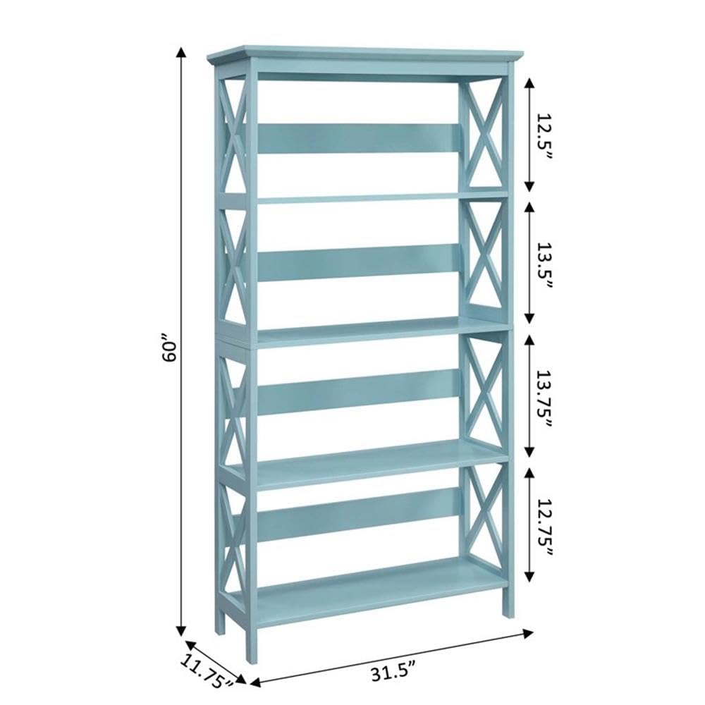 Oxford Bookcase 31.5" - 5-Tier Farmhouse Bookcase, Modern Family Room Media & Display Storage Organizer Library