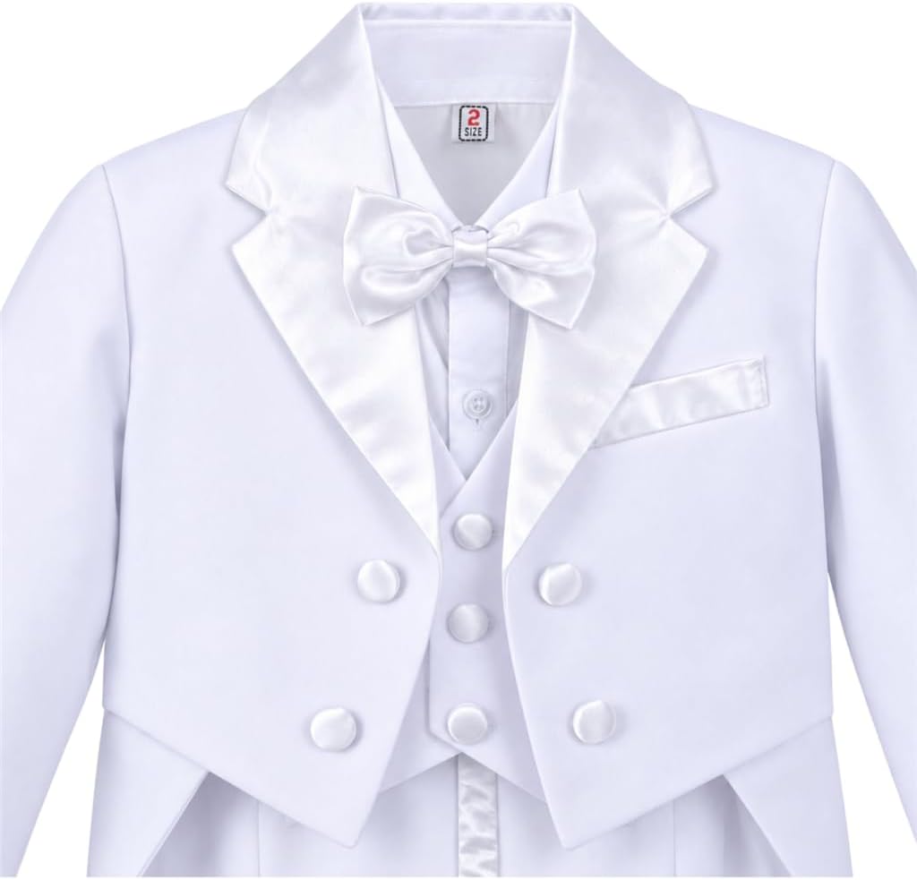 Boys Piece Tuxedo Suit, Black White Ivory