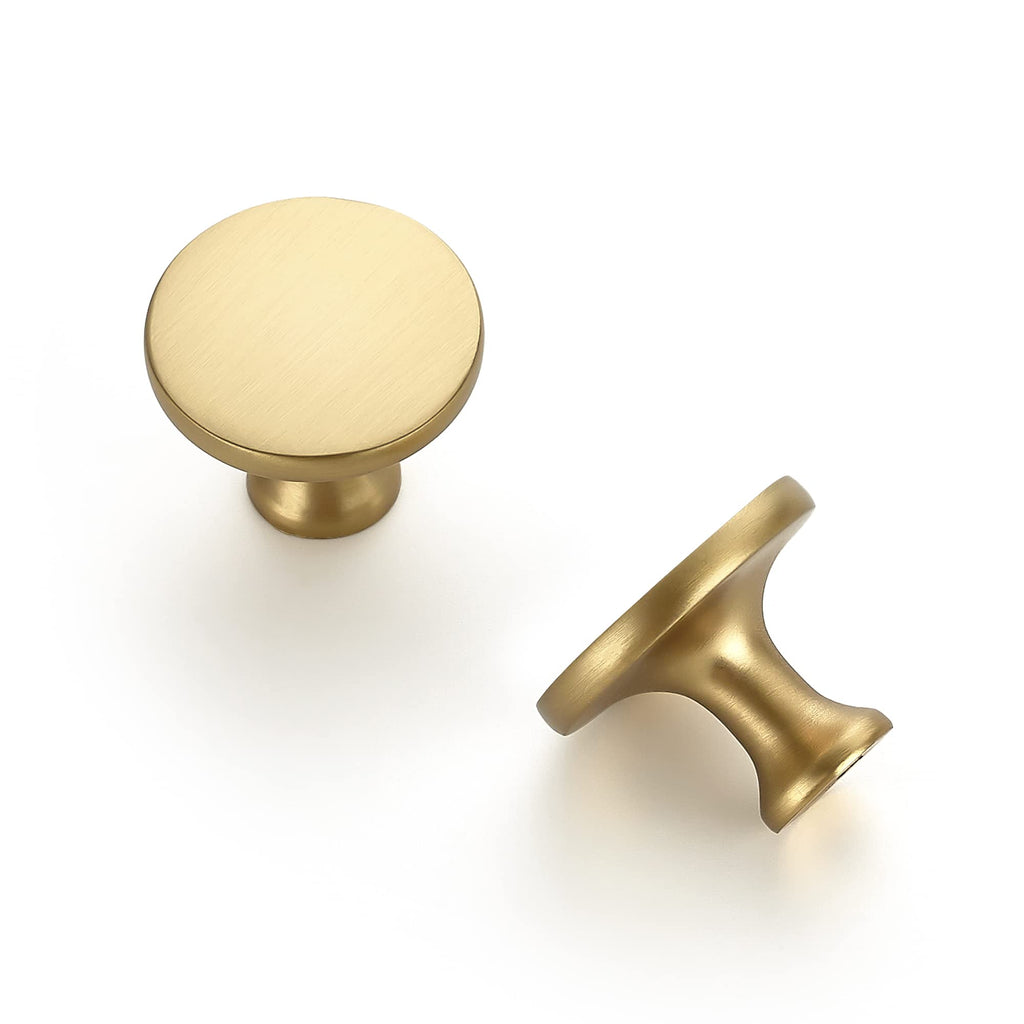 Gold Round Kitchen Cabinet Knobs Pulls 1-1/4 Inch 15 Pack