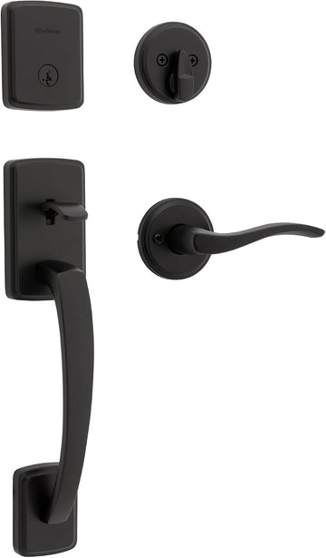 Brentford Front Door Lock Handle and Deadbolt Set, Entry Handleset Exterior with Sedona Reversible Lever - Door Handleset
