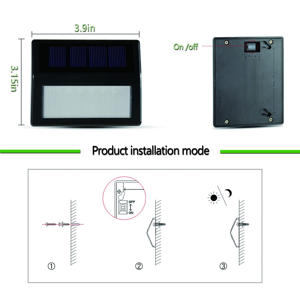 Solar Lights Outdoor, Waterproof Solar Powered Deck Step Lights Garden Backyard Garage Driveway Pathway Outside Wall