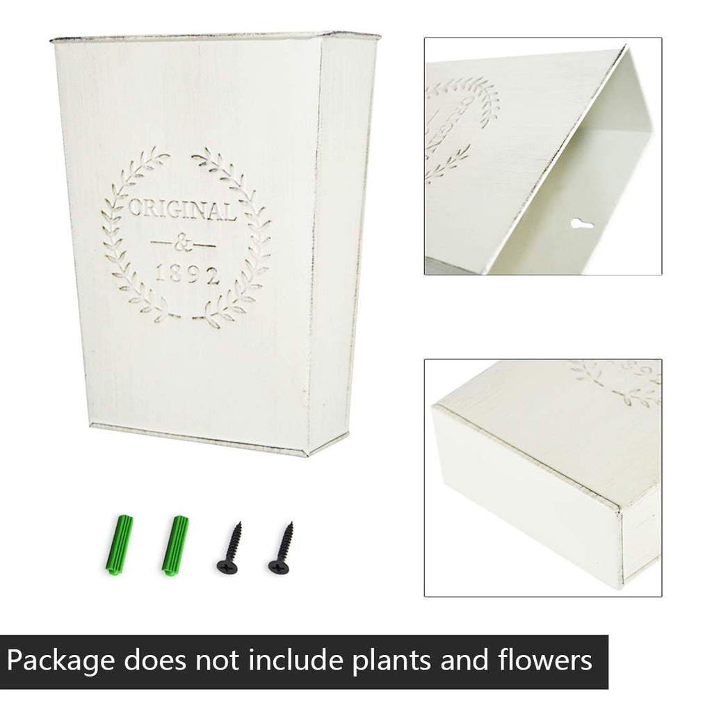 Set of 2 Farmhouse Metal Wall Planter, Rustic Wall Decor Country Hanging Wall Vase Box for Plants Flower Home