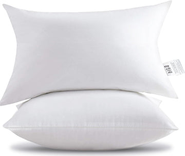 12x20 Pillow Inserts ()- 100% Cotton Covering Down Alternative Throw Pillows White for Couch Bed Sofa - Set of 2