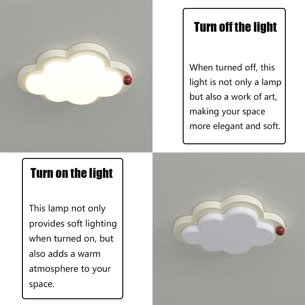 Nordic Style Modern Cloud Shape LED Ceiling Light Creamy White Flush Mount Lamp Acrylic Fixture Toddler Playroom