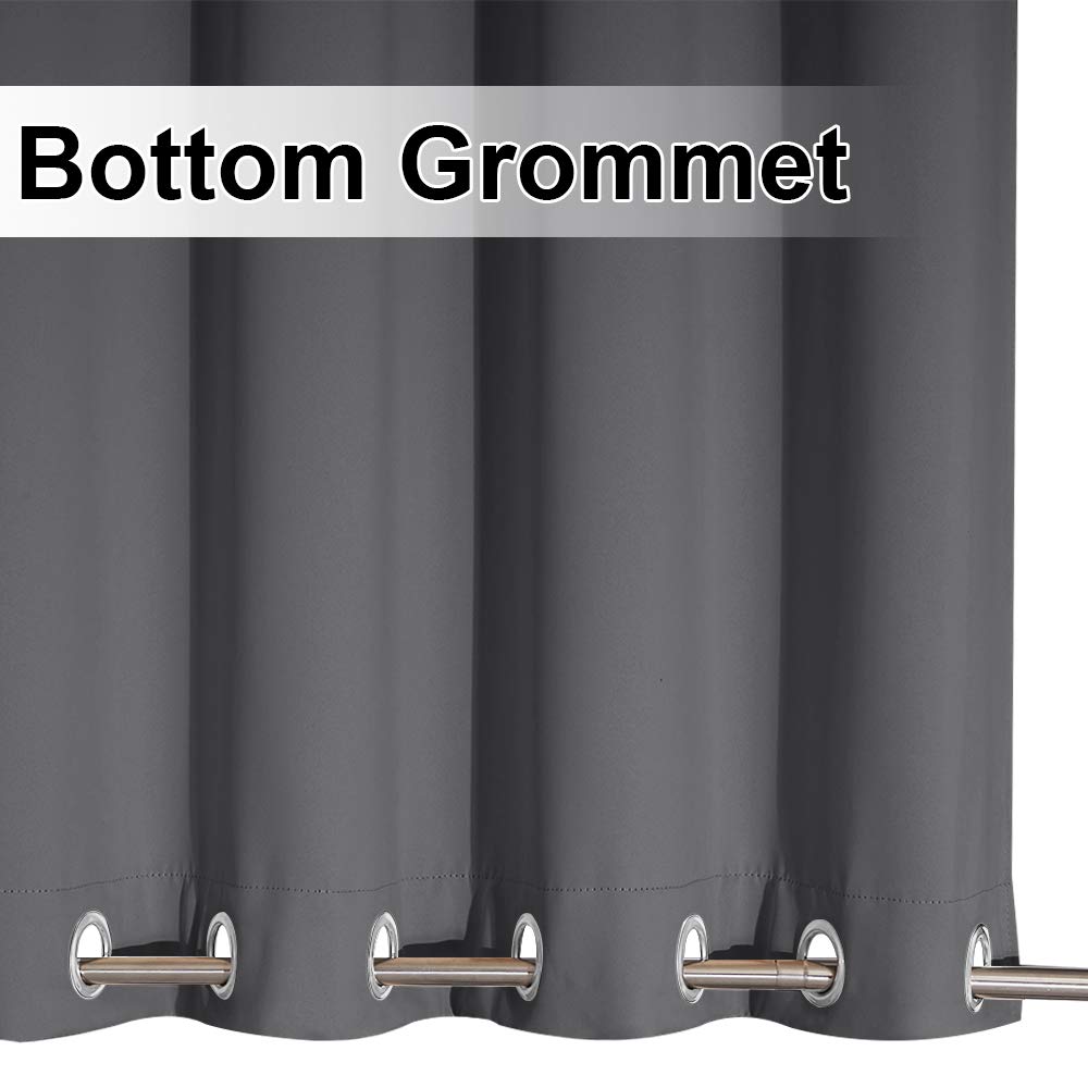 2 Panels Grey Blackout Outdoor Curtains Waterproof 84" Long, Top and Bottom Rustproof Grommet Heavy Weight Windproof
