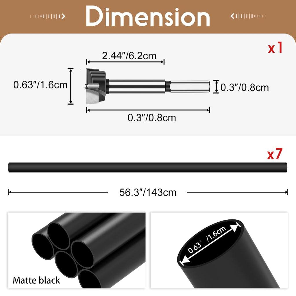7 Pack 4.7 FT x 5/8 inch Iron Horizontal Balusters for Stair Indoor