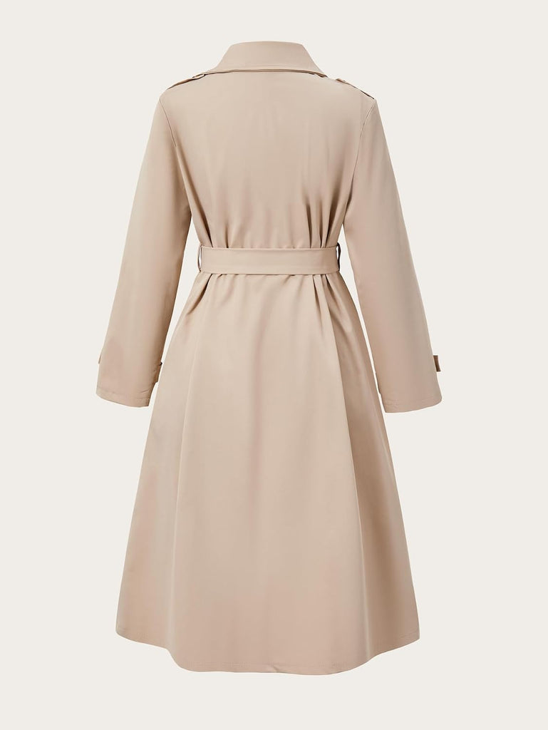 Girl Long Trench Coat Double Breasted Windproof Jacket With Belt