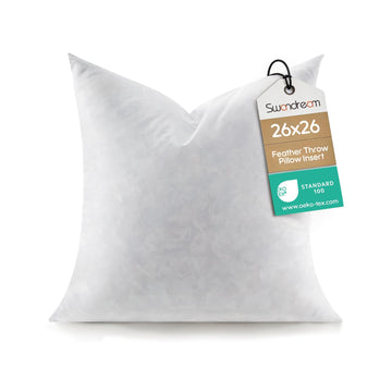 26x26 Feather Euro Throw Pillow Insert, Decorative Pillow Insert for Covers, Fuller Fit with Soft Support for Bed and