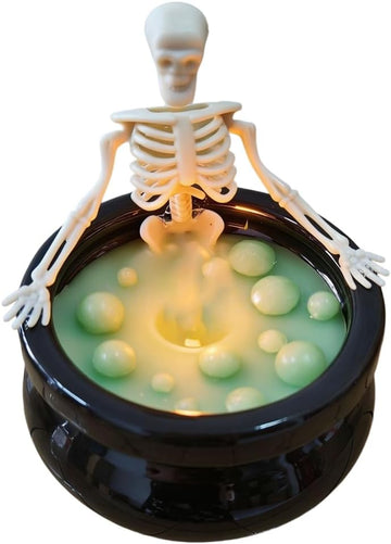 Halloween Shelf Candle Accent with Figure Top and Ceramic Vessel