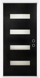 36" x 80" Exterior Fiberglass Front Door for Home, Prehung Entry Door with 4 Lite Glass Panels, Modern Design, Left