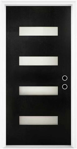 36" x 80" Exterior Fiberglass Front Door for Home, Prehung Entry Door with 4 Lite Glass Panels, Modern Design, Left