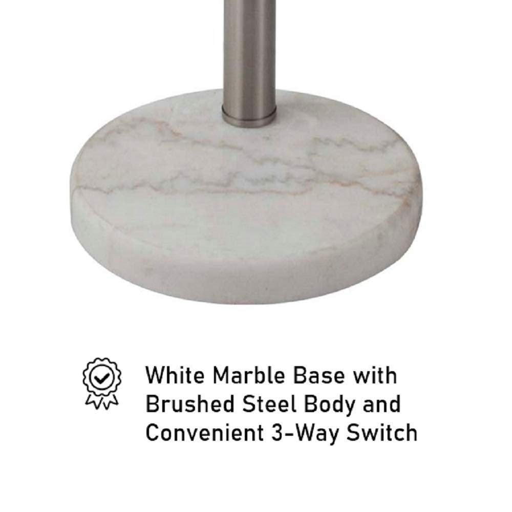 83.5" Arc Tree Floor Lamp - Featrue 3 Hanging White Drum Fabric Shade with Adjustable Swing Arm and Marable Base