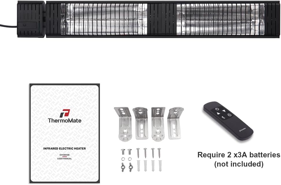 Infrared Electric Patio Heater, 3000W Carbon Fiber Heating for Outdoor/Indoor, Porch, Deck, Garage with Remote 24