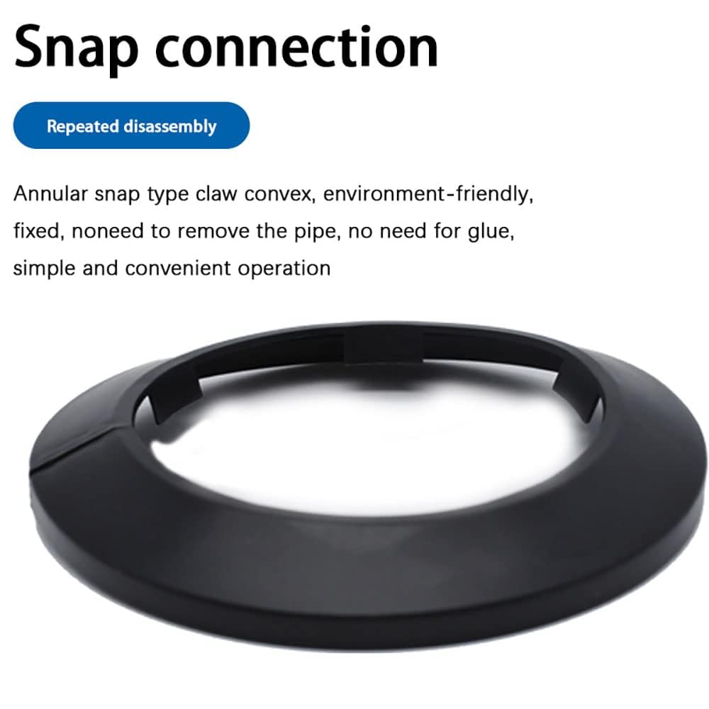 Fit 1.57" Outer Diameter Flange Water Pipe Cover Decoration Black Pipe Cover Radiator PP Plastic 40mm Escutcheon