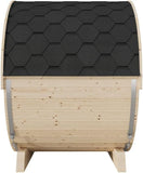 2-Person Outdoor Barrel Sauna with Shingles, Lighting, & 6kW Harvia Sauna Heater, 81x59