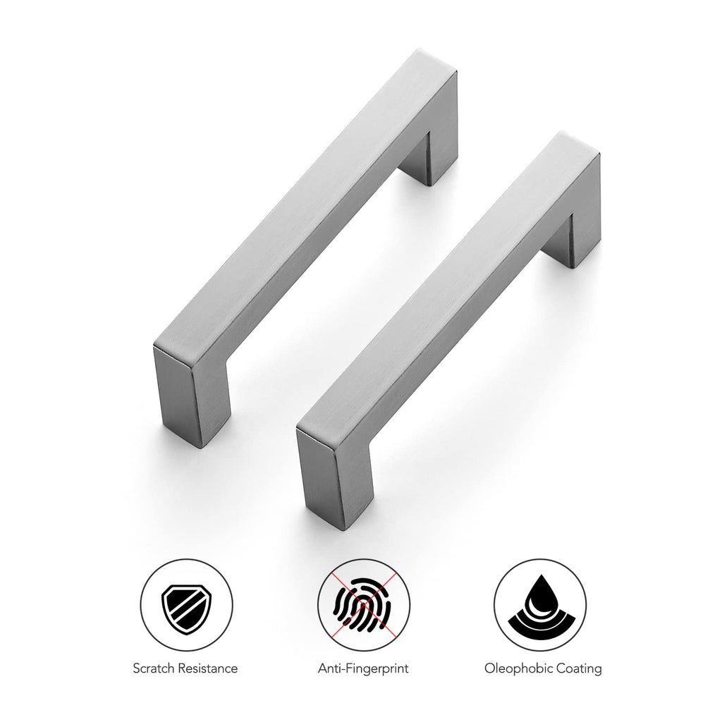 Brushed Nickel Square Cabinet Handles & Pulls 3-1/2 Inch 32 Pack