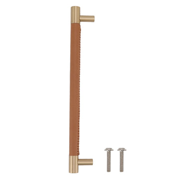 Leather Drawer Pulls 224mm Hole Center Brass Hardware Modern Cabinet Handles Wardrobe Dresser Furniture