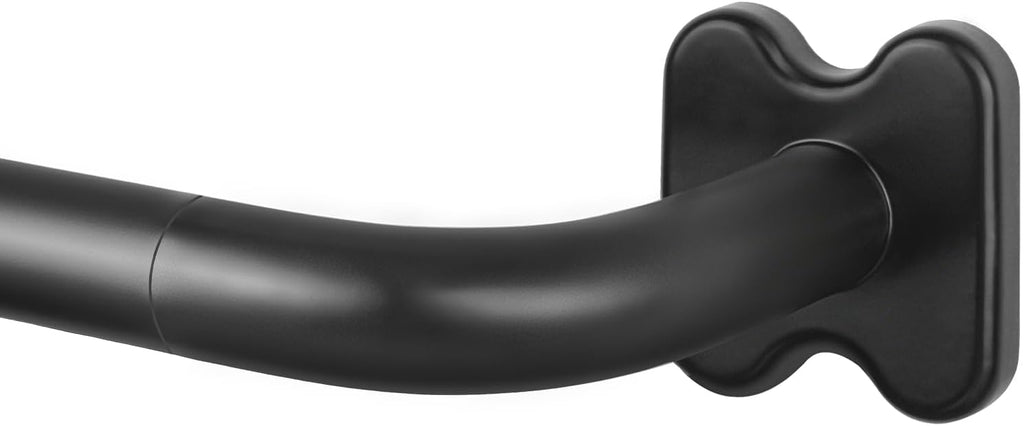 Black Wrap Around Curtain Rods 32 to 58, Blackout Curved Drapery Rod | 3/4 Inch Diameter, Room Darkening Design