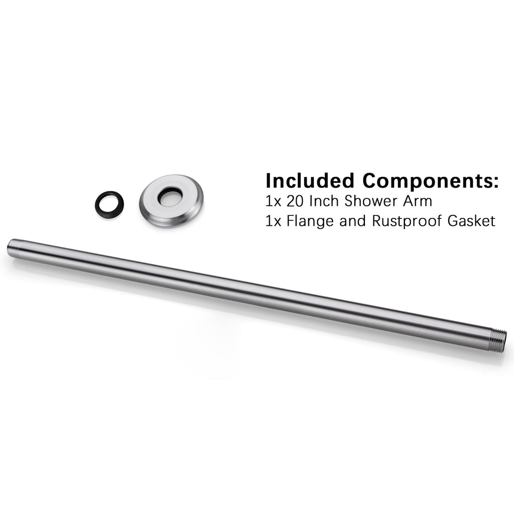 20 Inch Brushed Nickel Ceiling Mount Shower Arm for Rain Shower Head