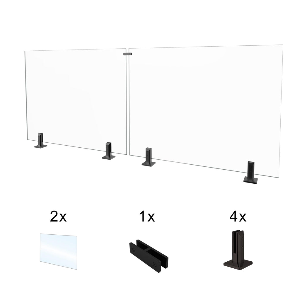2-Panel Tempered Glass Railing System, 91-94" W x 44" H Deck Railing Kit