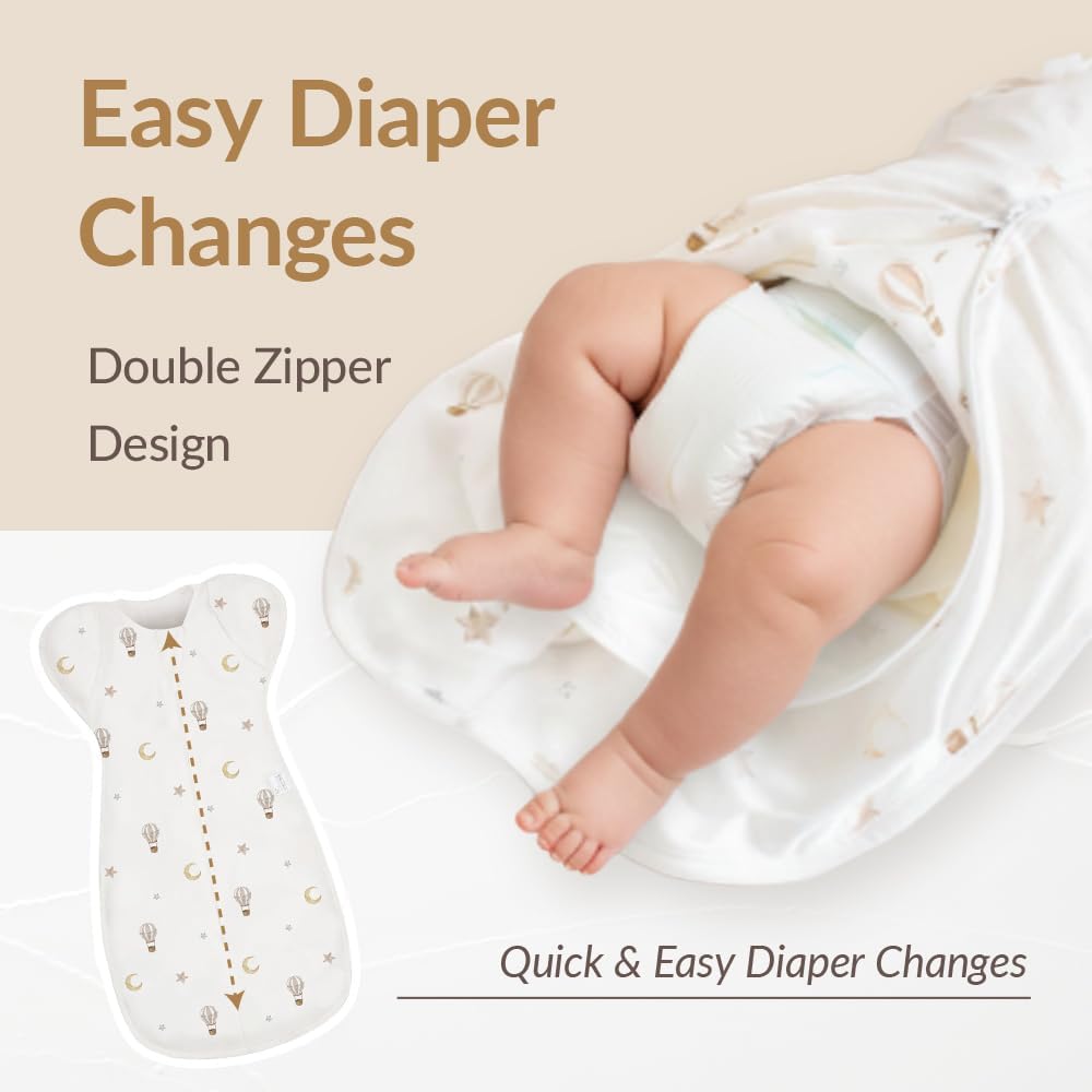 Newborn Swaddle Sack, IHDI Certified, Calms Startle Reflex, 100% Cotton Wearable Blanket, Newborn Essentials