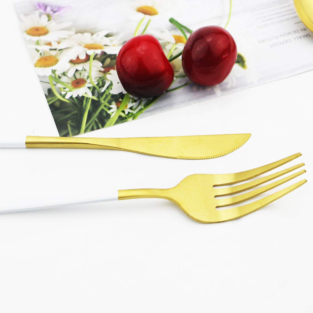 Matte Silverware Set, 24-Piece Stainless Steel Flatware Cutlery Set for 6, Ideal Wedding Festival Party, Dishwasher